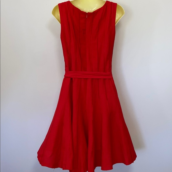 Calvin Klein Dress Red Fit and Flare Matching Belt Nwot 8 - Picture 6 of 7